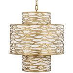 Kato Tiered Pendant - Havana Gold / White Linen