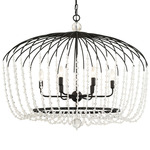 Voliere Oval Pendant - Matte Black / Crystal