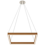 MIYO Glide Square Up/Down Suspension with Center Feed - Satin Nickel / Wood Cherry