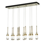 Link Linear Multi Light Pendant - Modern Brass / Clear