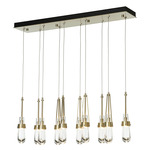 Link Linear Multi Light Pendant - Modern Brass / Clear