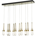 Link Linear Multi Light Pendant - Modern Brass / Clear w/White Threading