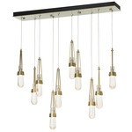 Link Linear Multi Light Pendant - Modern Brass / Clear Bubble