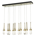Link Linear Multi Light Pendant - Modern Brass / Clear with White Threading