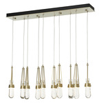 Link Linear Multi Light Pendant - Modern Brass / Clear w/White Threading