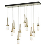 Link Linear Multi Light Pendant - Modern Brass / Clear Bubble