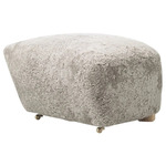 The Tired Man Footstool - Natural Oak / Green Tea Sheepskin