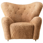 The Tired Man Lounge Chair - Dark Stained Oak / Honey Sheepskin