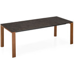 Dorian Extendable Dining Table - Walnut Beech Legs/ Matte Black Metal Frame / Oxide Bronze Melamine Top/ Leaf