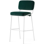 Sixty Bar / Counter Stool - Matte Optic White / Forest Green Velvet