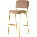 Sixty Bar / Counter Stool - Painted Brass / Camel Brown Velvet