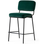 Sixty Bar / Counter Stool - Matte Black / Forest Green Velvet