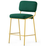 Sixty Bar / Counter Stool - Painted Brass / Forest Green Crossweave