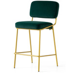 Sixty Bar / Counter Stool - Painted Brass / Forest Green Velvet