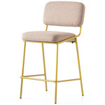 Sixty Bar / Counter Stool - Painted Brass / Taupe Crossweave
