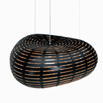 Cloud Pendant - Black Exterior / Bamboo Interior