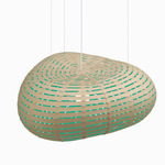 Cloud Pendant - Bamboo Exterior / Aqua Interior