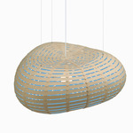 Cloud Pendant - Bamboo Exterior / Blue Interior