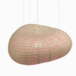 Cloud Pendant - Bamboo Exterior / Pink Interior
