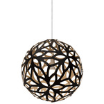 Floral Pendant - Black Exterior / Bamboo Interior