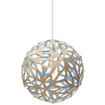 Floral Pendant - Bamboo Exterior / Blue Interior