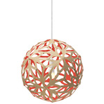 Floral Pendant - Bamboo Exterior / Red Interior