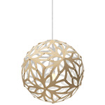 Floral Pendant - Bamboo Exterior / White Interior