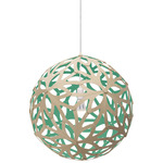 Floral Pendant - Bamboo Exterior / Aqua Interior