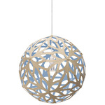 Floral Pendant - Bamboo Exterior / Blue Interior