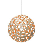 Floral Pendant - Bamboo Exterior / Orange Interior