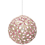 Floral Pendant - Bamboo Exterior / Pink Interior