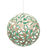 Floral Pendant - Bamboo Exterior / Aqua Interior