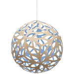 Floral Pendant - Bamboo Exterior / Blue Interior