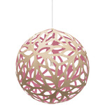 Floral Pendant - Bamboo Exterior / Pink Interior