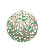 Floral Pendant - Bamboo Exterior / Aqua Interior