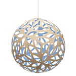 Floral Pendant - Bamboo Exterior / Blue Interior