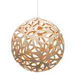 Floral Pendant - Bamboo Exterior / Orange Interior