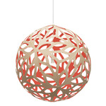 Floral Pendant - Bamboo Exterior / Red Interior