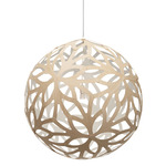 Floral Pendant - Bamboo Exterior / White Interior