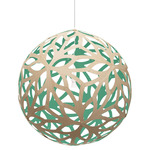 Floral Pendant - Bamboo Exterior / Aqua Interior