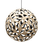 Floral Pendant - Bamboo Exterior / Black Interior