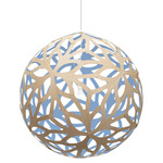 Floral Pendant - Bamboo Exterior / Blue Interior