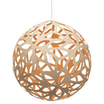 Floral Pendant - Bamboo Exterior / Orange Interior