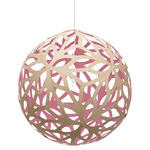 Floral Pendant - Bamboo Exterior / Pink Interior