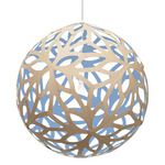 Floral Pendant - Bamboo Exterior / Blue Interior