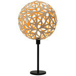 Floral Table Lamp - Bamboo Exterior / Orange Interior