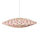 Flax Pendant - Bamboo Exterior / Pink Interior