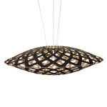 Flax Pendant - Black Exterior / Bamboo Interior