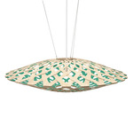 Flax Pendant - Bamboo Exterior / Aqua Interior