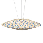 Flax Pendant - Bamboo Exterior / Blue Interior